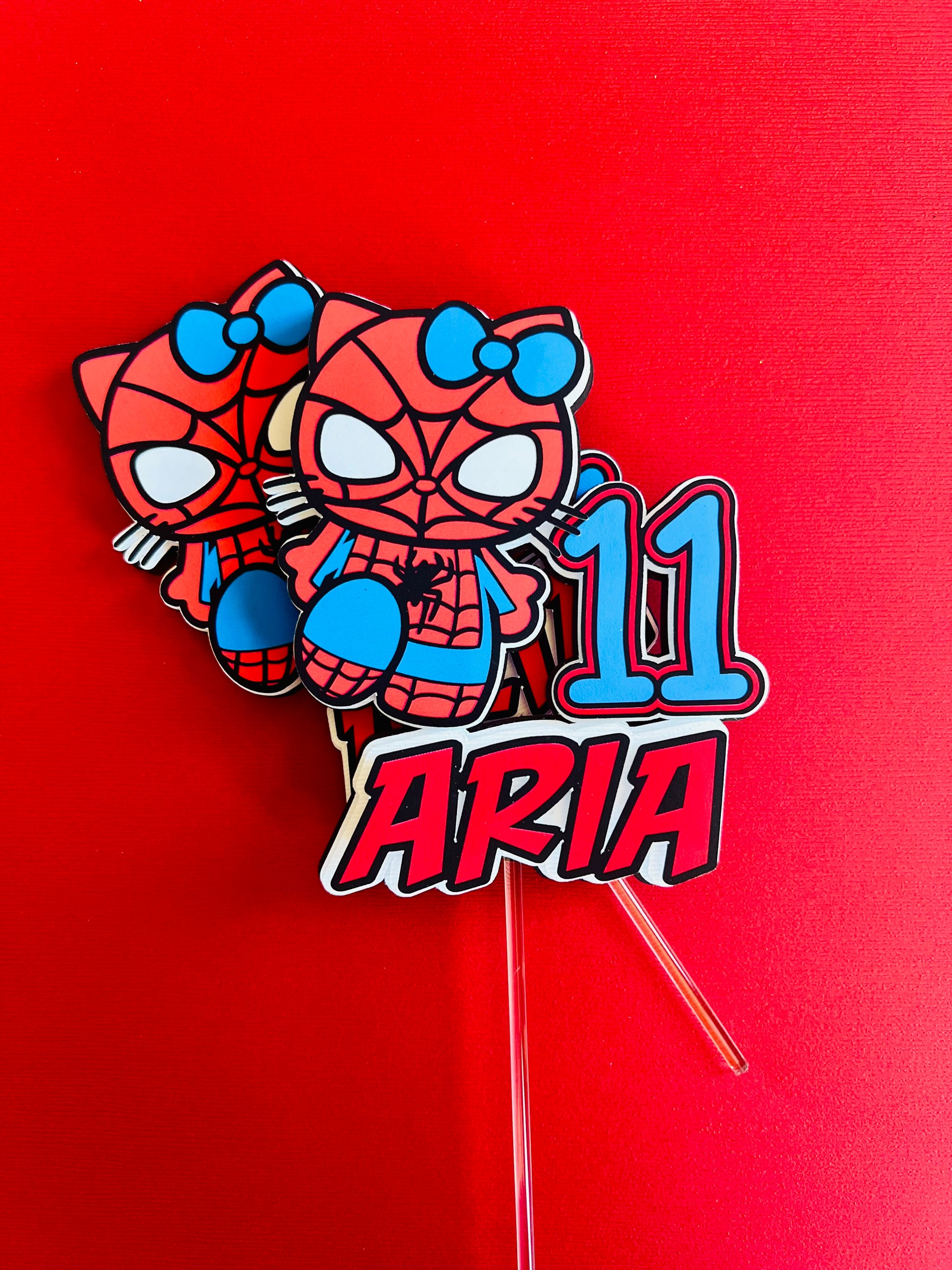 Hello kitty X Spiderman cupcake toppers