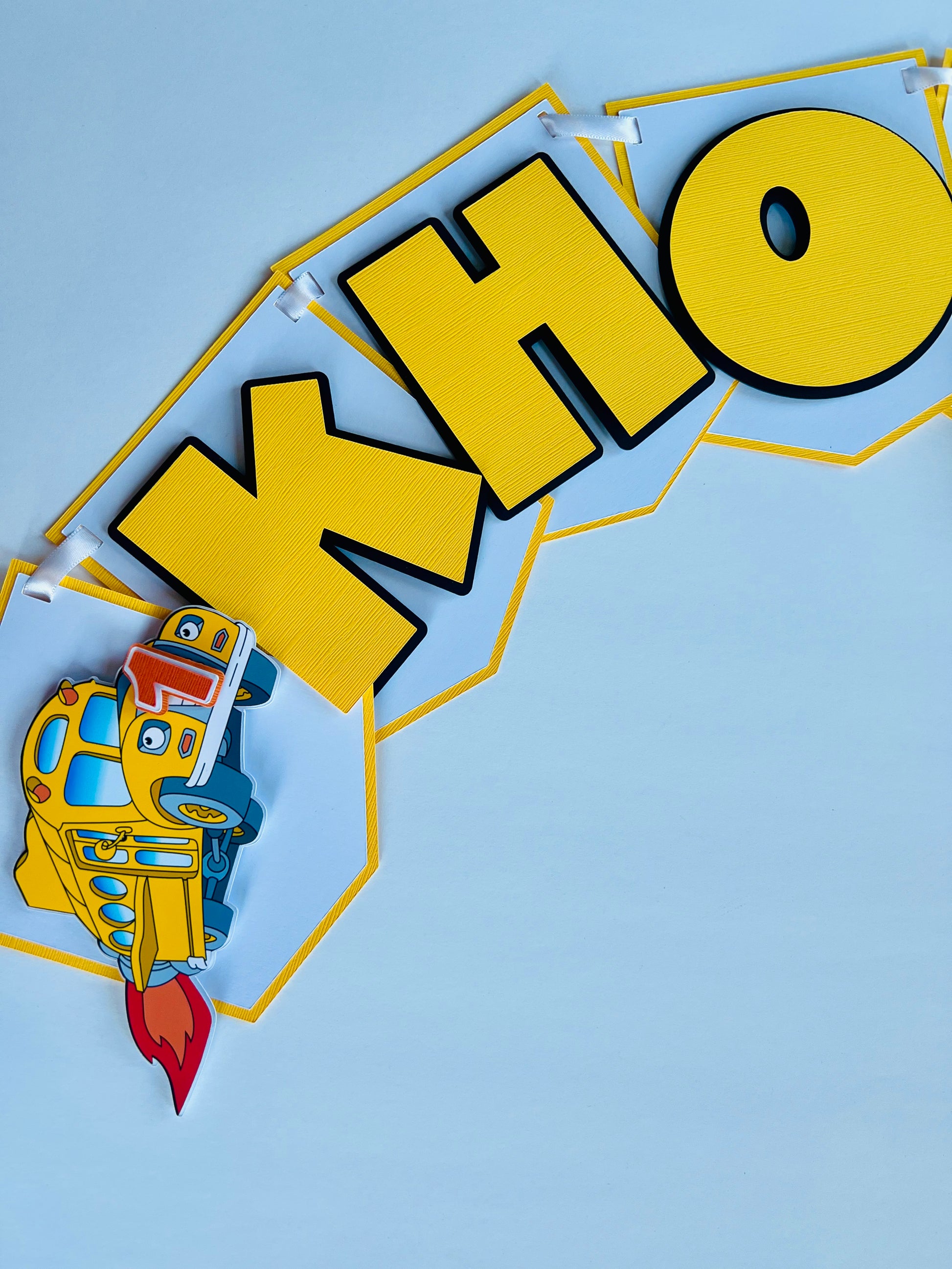 Wheels on the bus birthday banner
