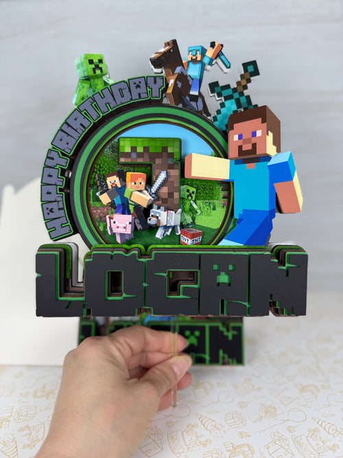 Minecraft cake topper