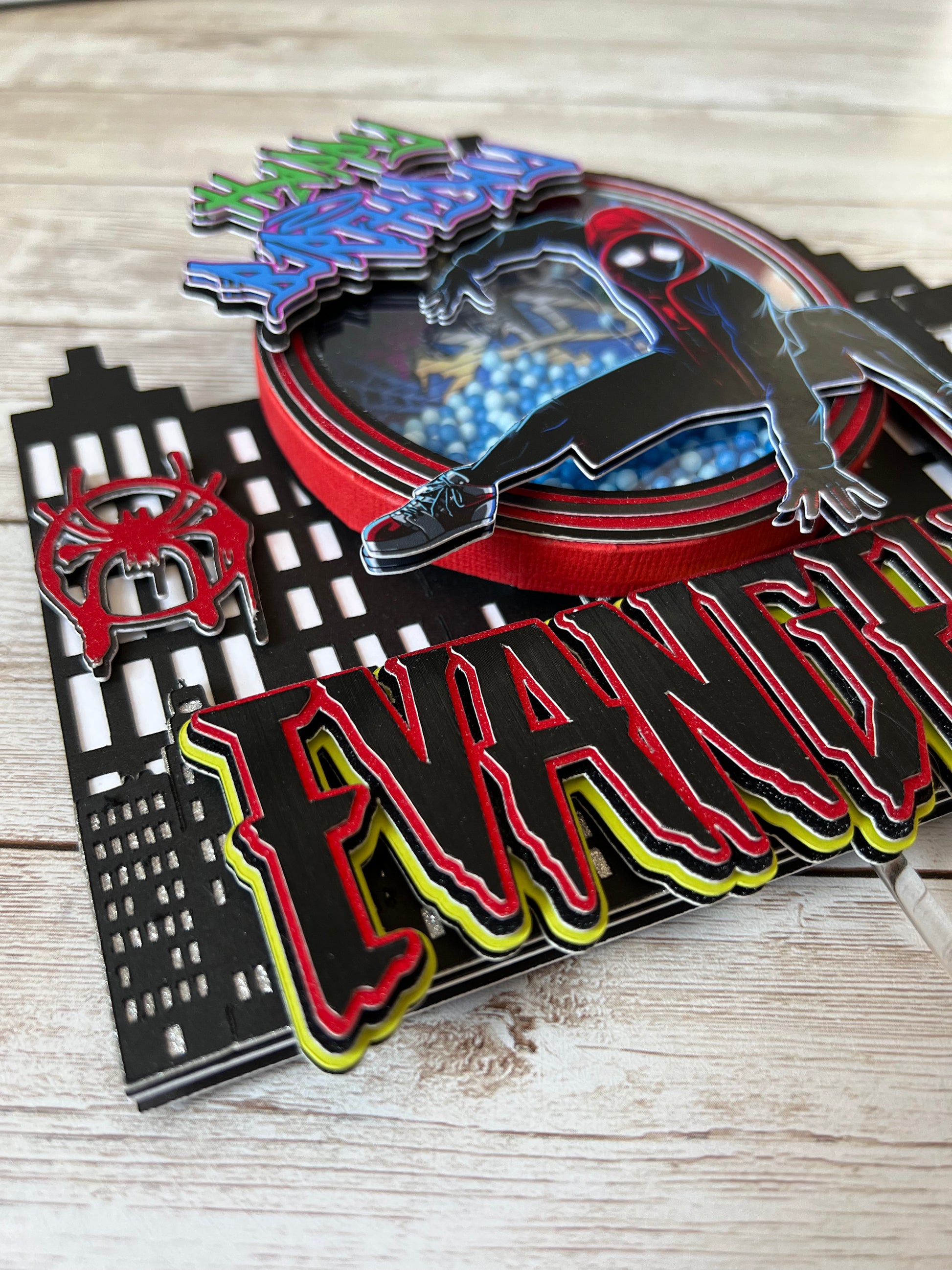 Miles Morales Shaker Cake Topper