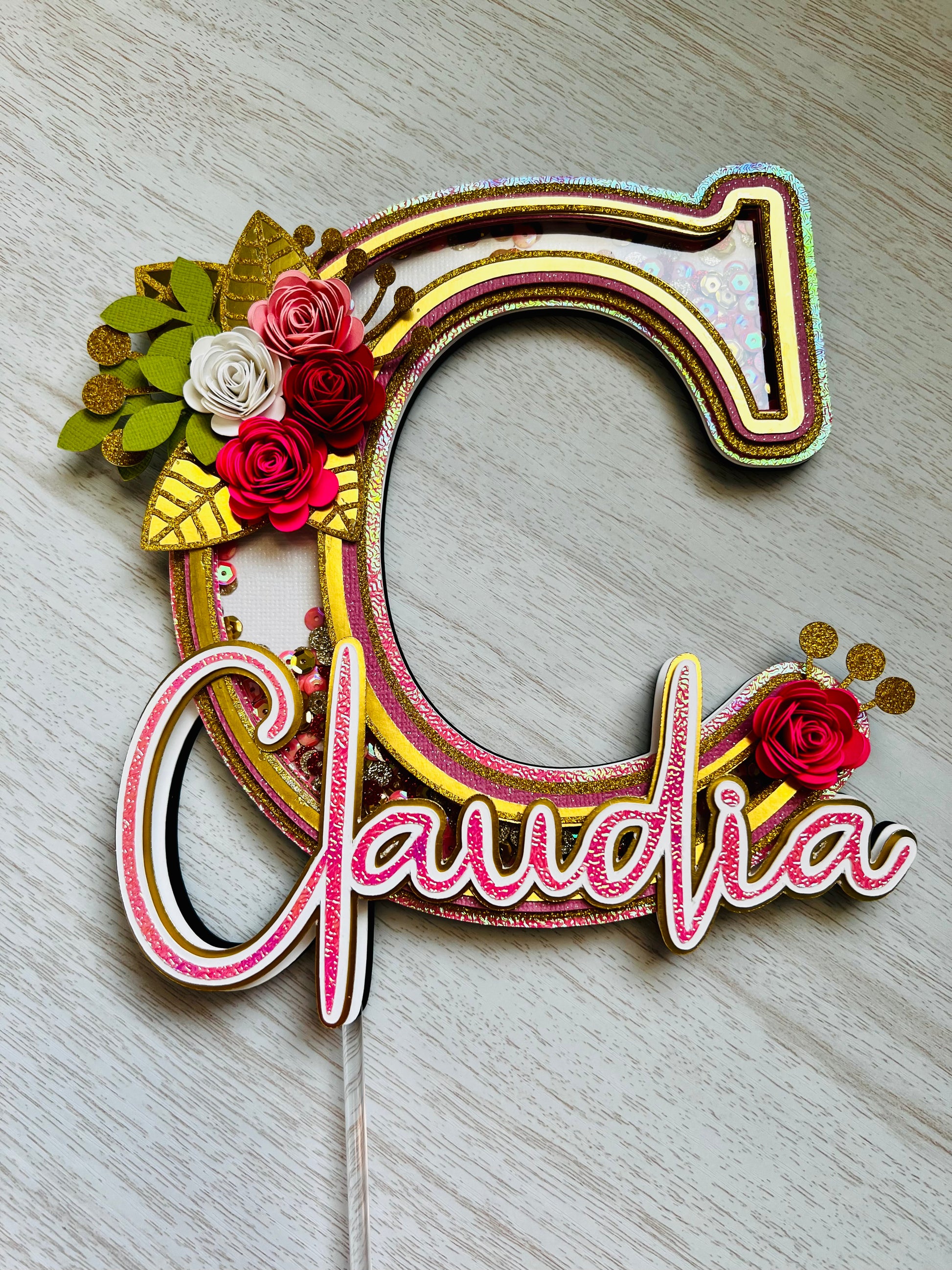 C shaker cake topper