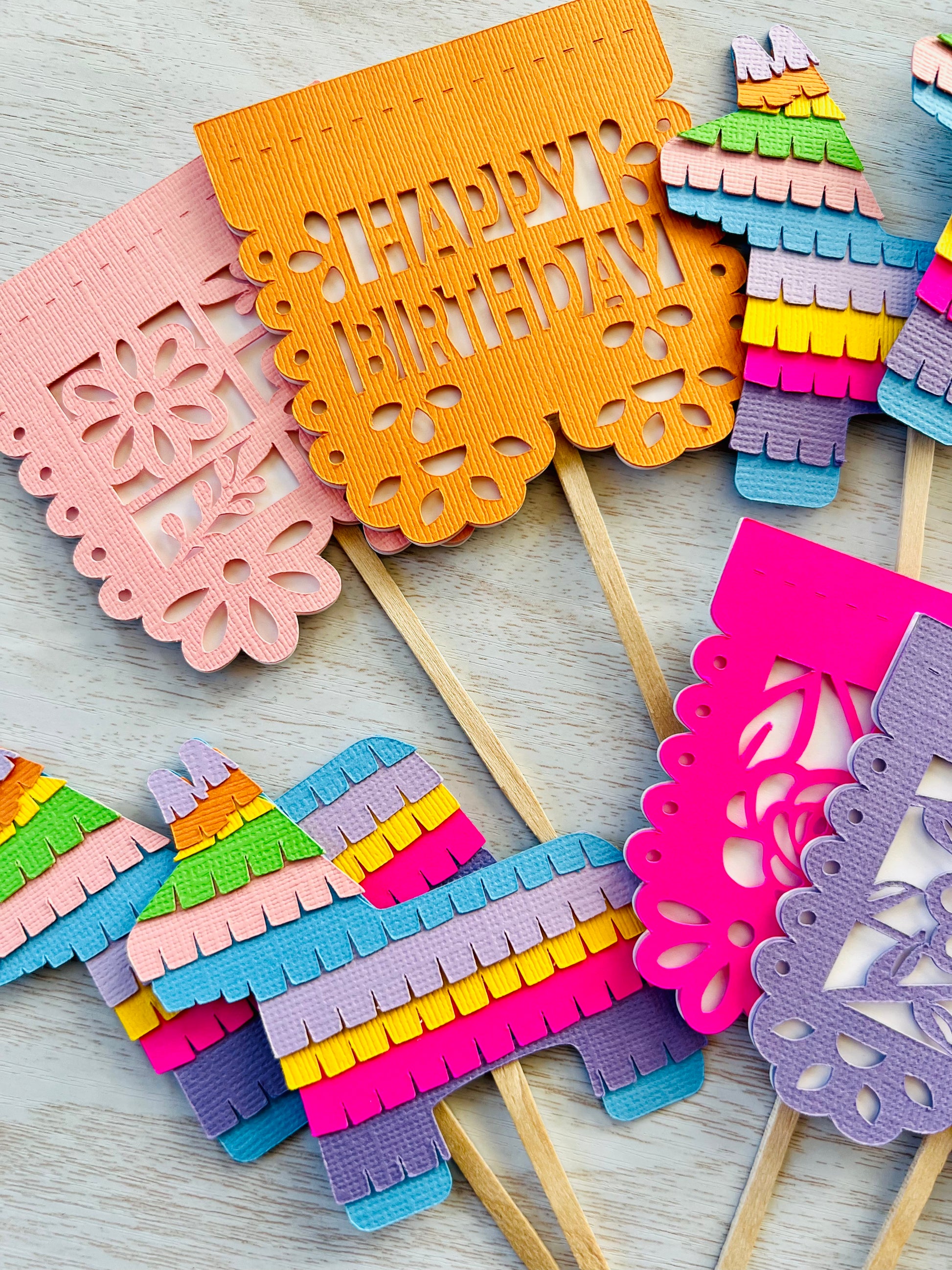 papel picado cupcake toppers