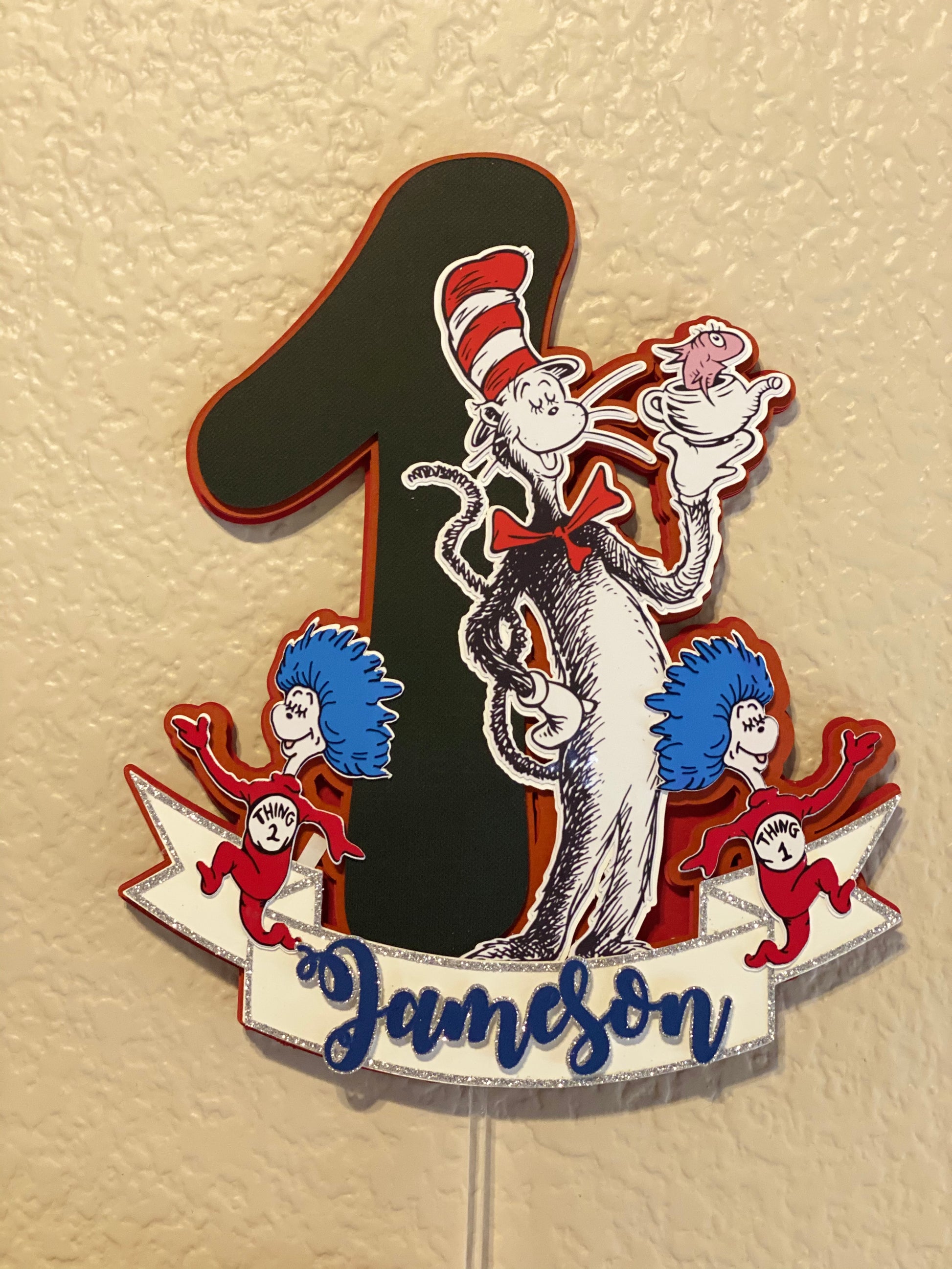 cat in the hat cake topper