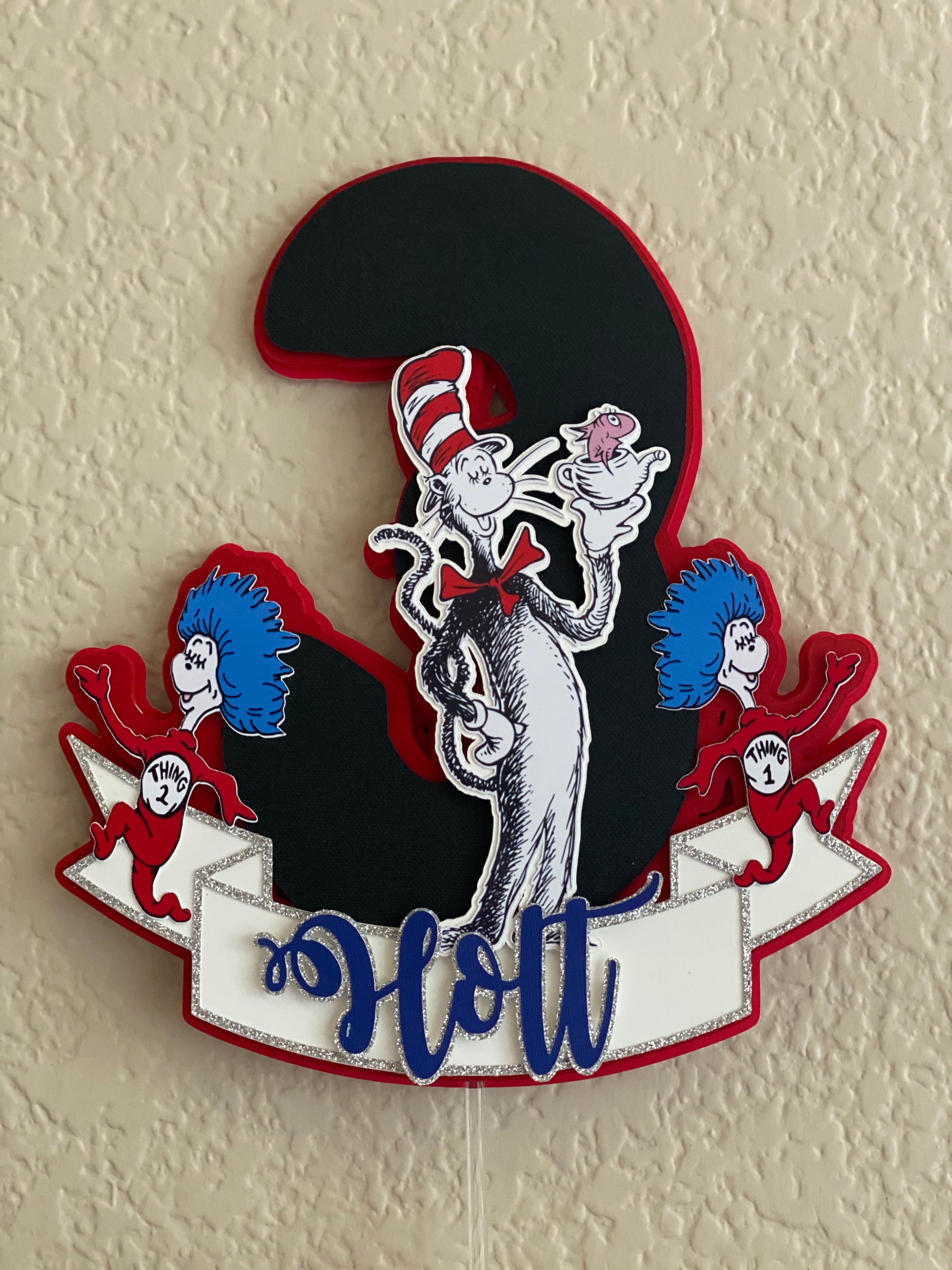 cat in the hat cake topper