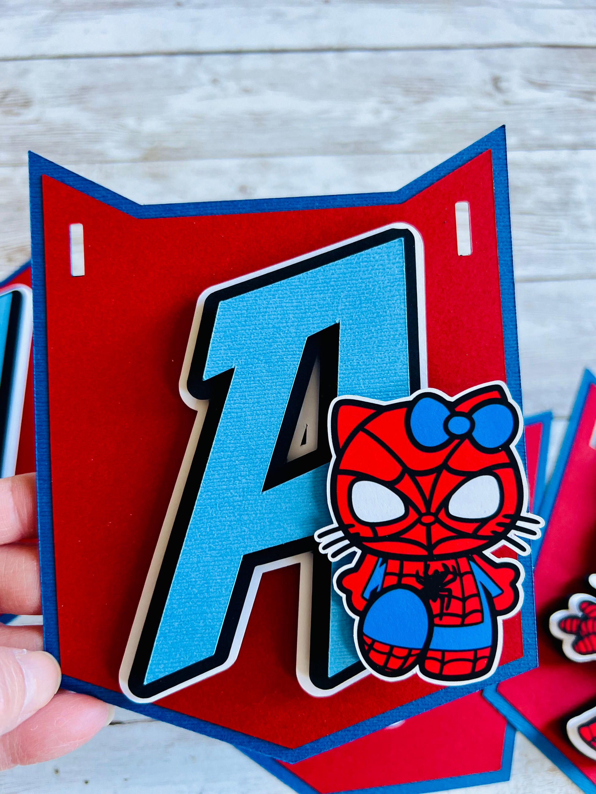 Hello kitty spiderman birthday banner