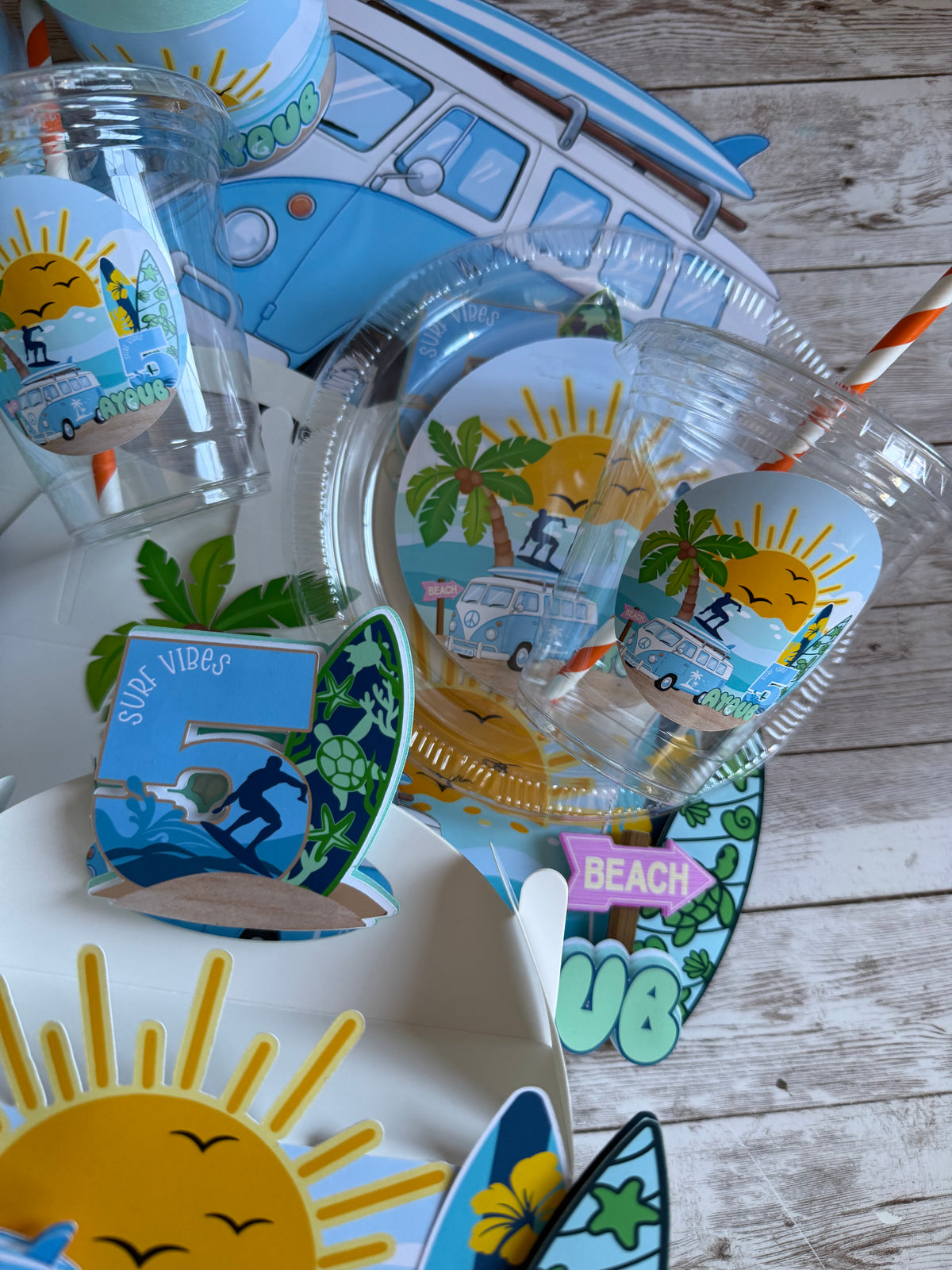 Surf Beach Personalized Party Cups