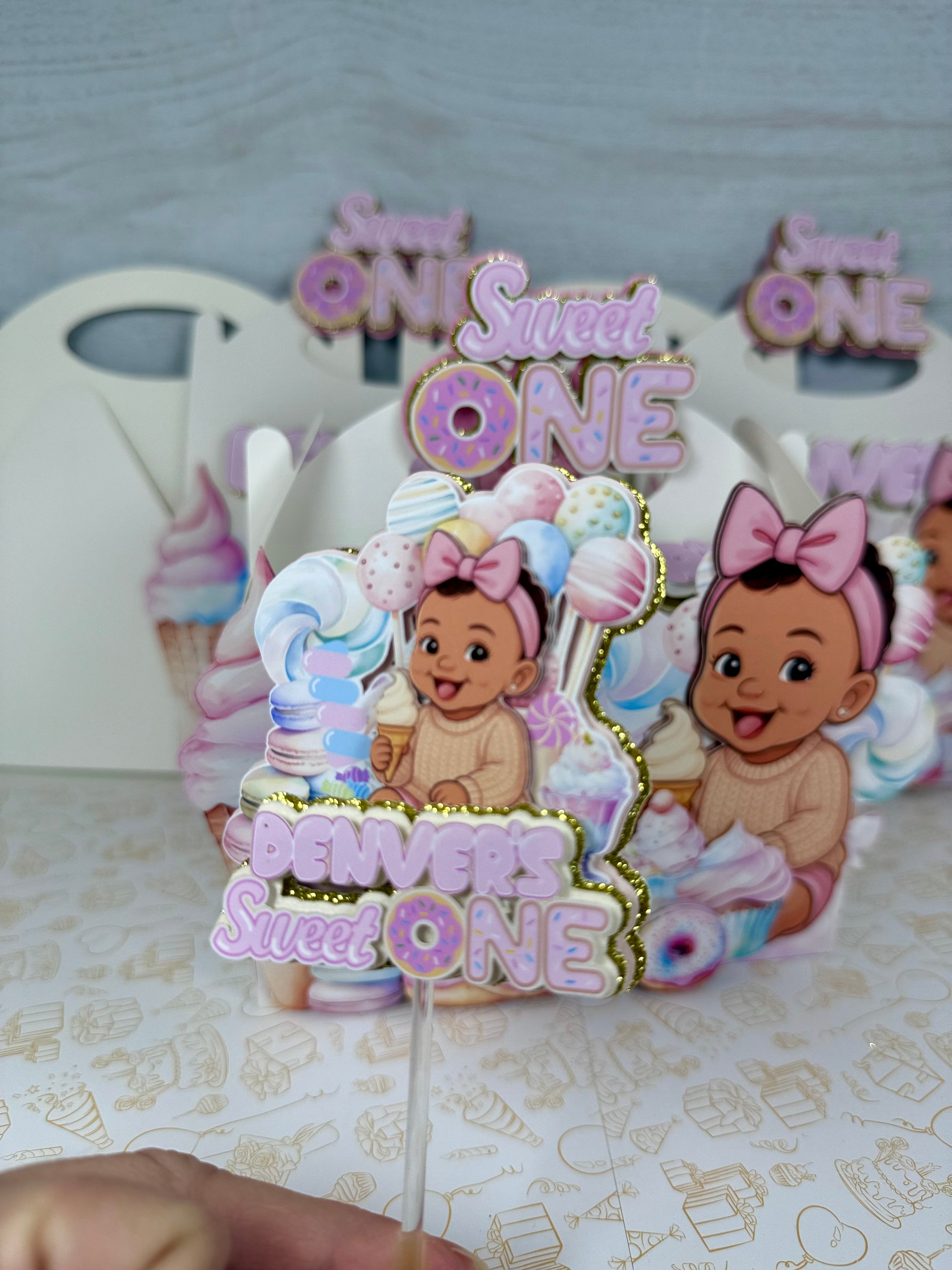 Sweet one cupcake toppers