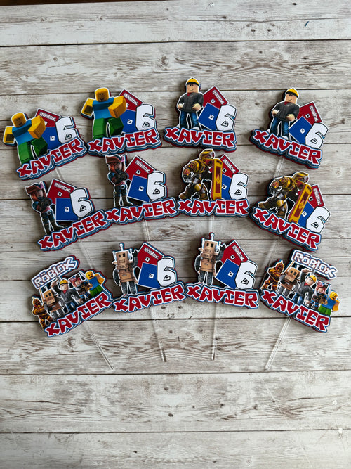 Blue Blox Cupcake Toppers