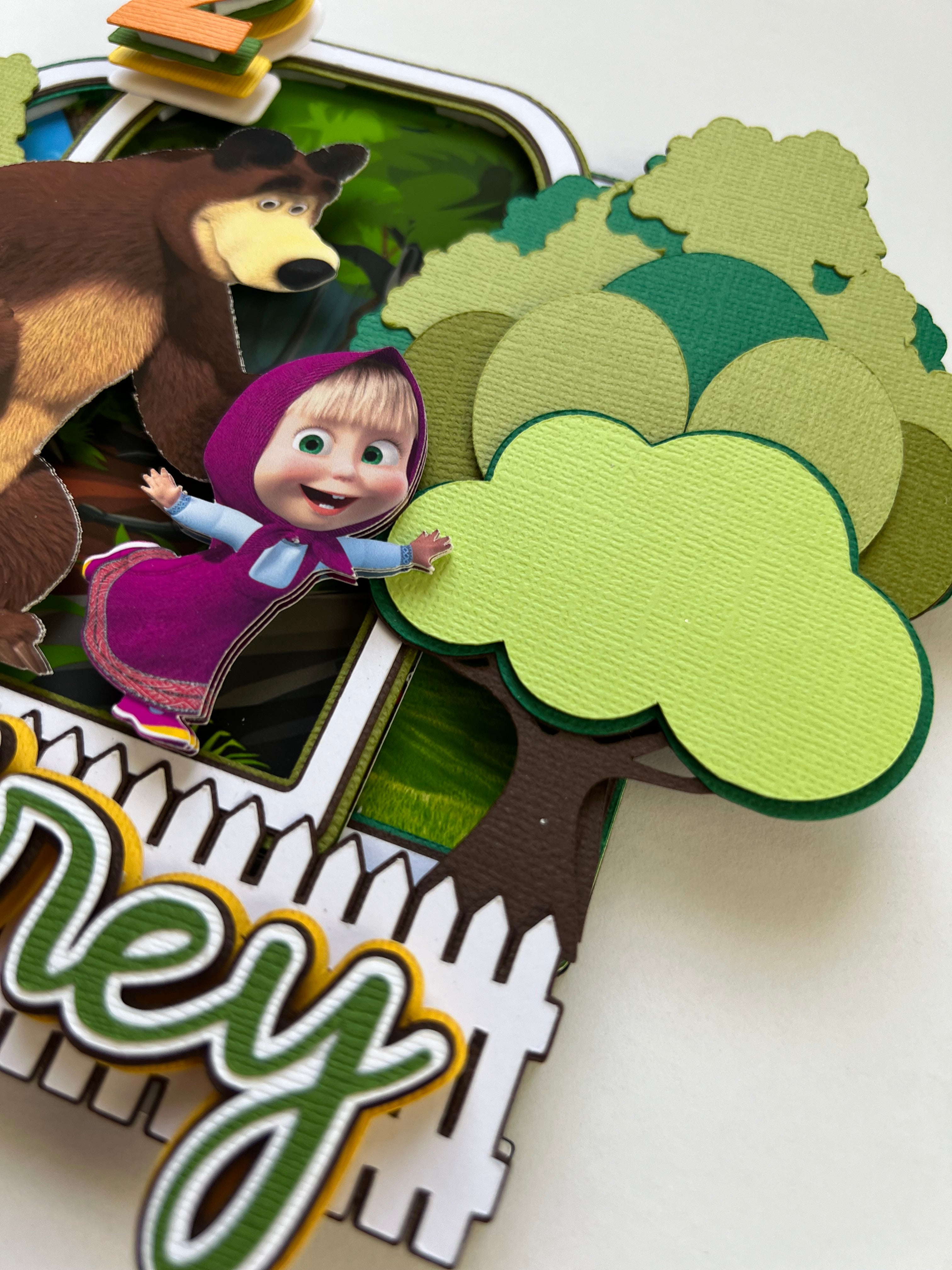 Masha and the bear cake topper