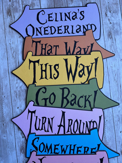 Alice in Wonderland Custom Arrow Signs