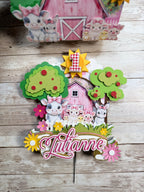 PINK FARM CAKE TOPPER
