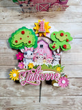 PINK FARM CAKE TOPPER