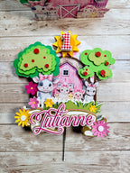 PINK FARM CAKE TOPPER