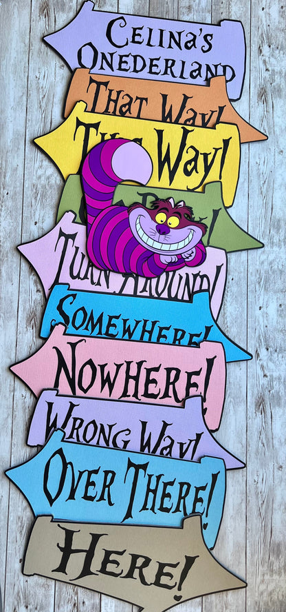 Alice in Wonderland Custom Arrow Signs