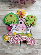 PINK FARM CAKE TOPPER