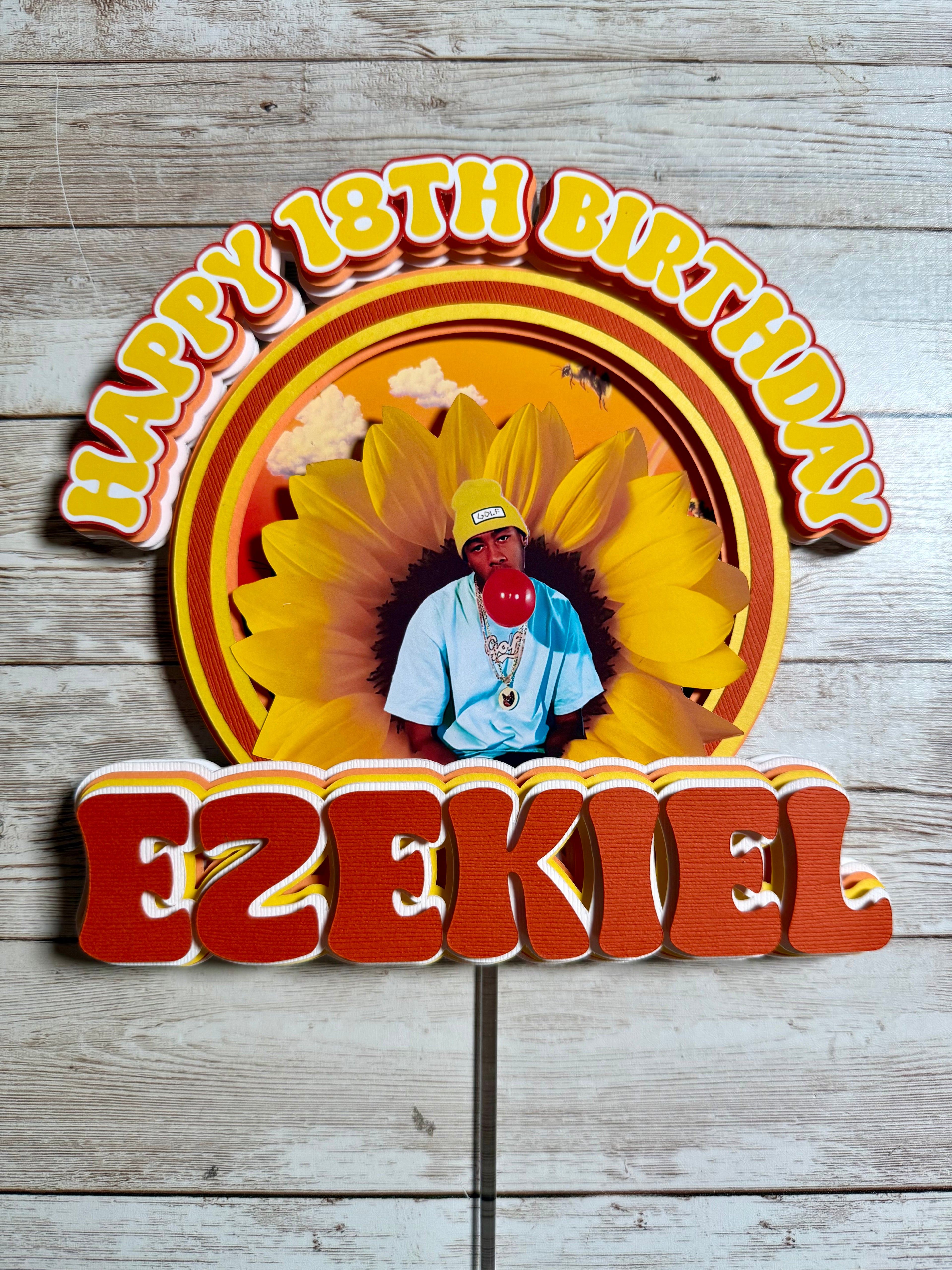 flower boy cake topper