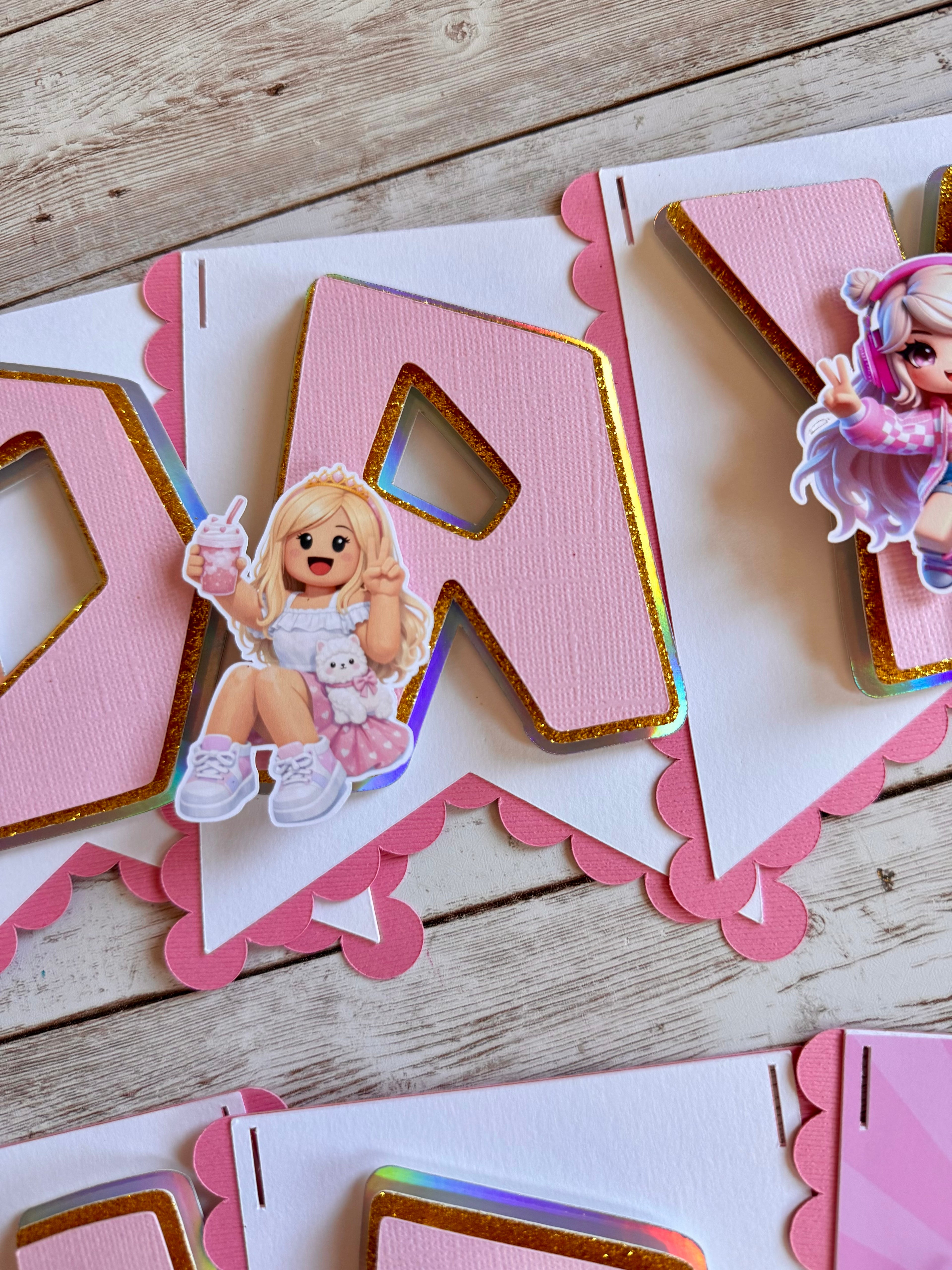 Pink Blox Birthday Banner