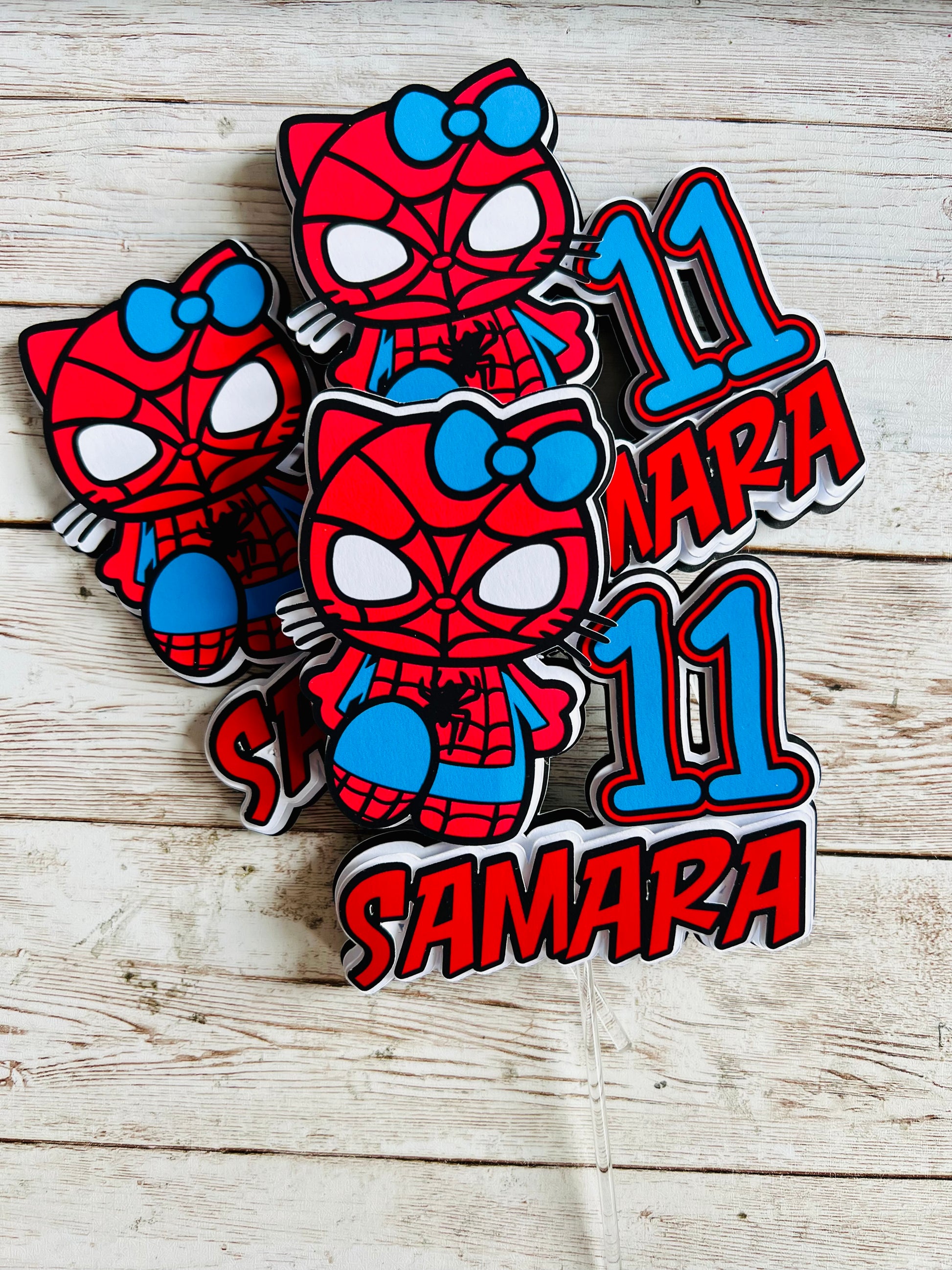 spidermanxhello kitty spiderman cupcake toppers