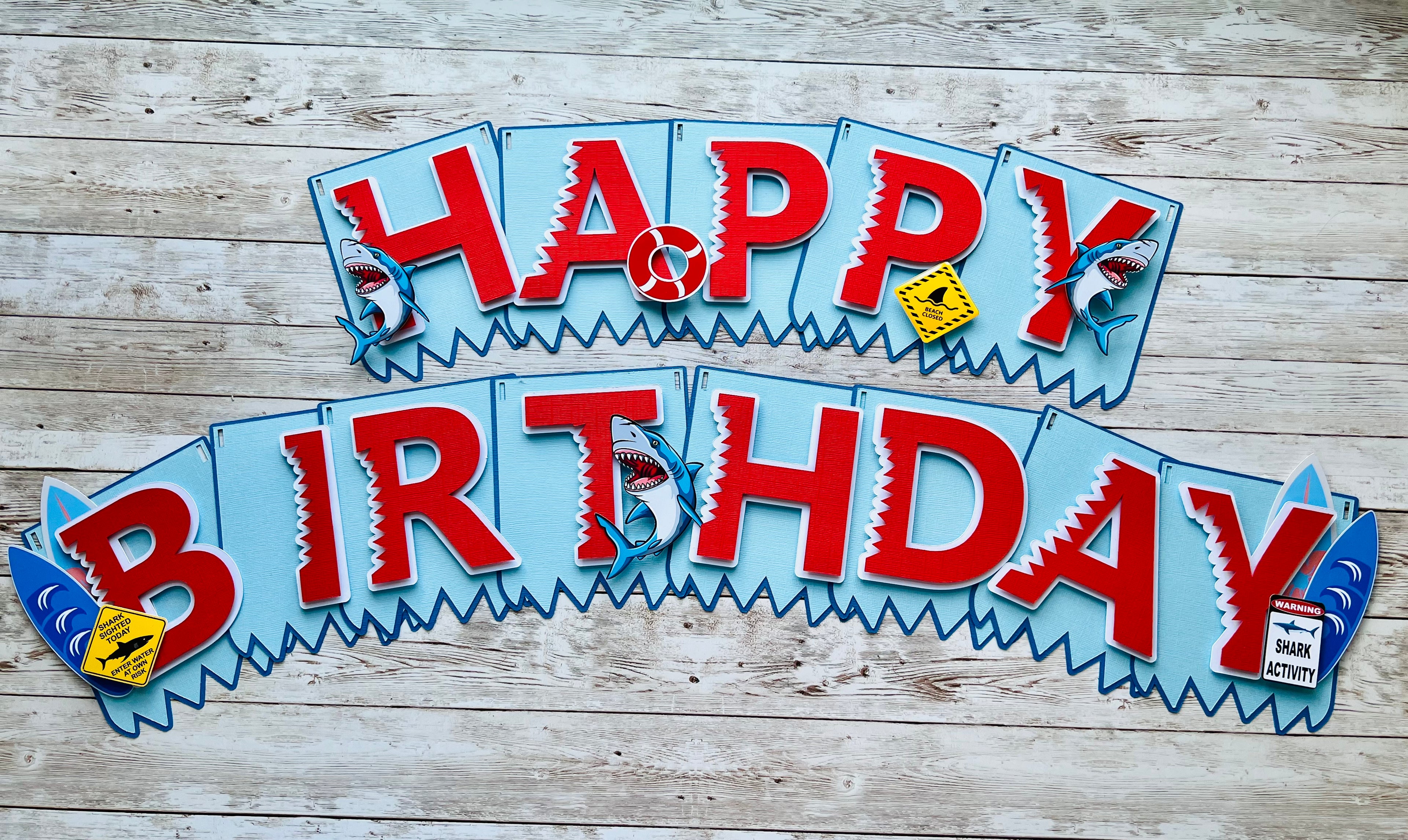 Shark Jaws Birthday Banner