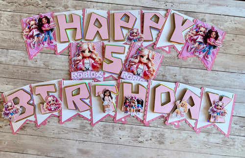 Pink Blox Birthday Banner