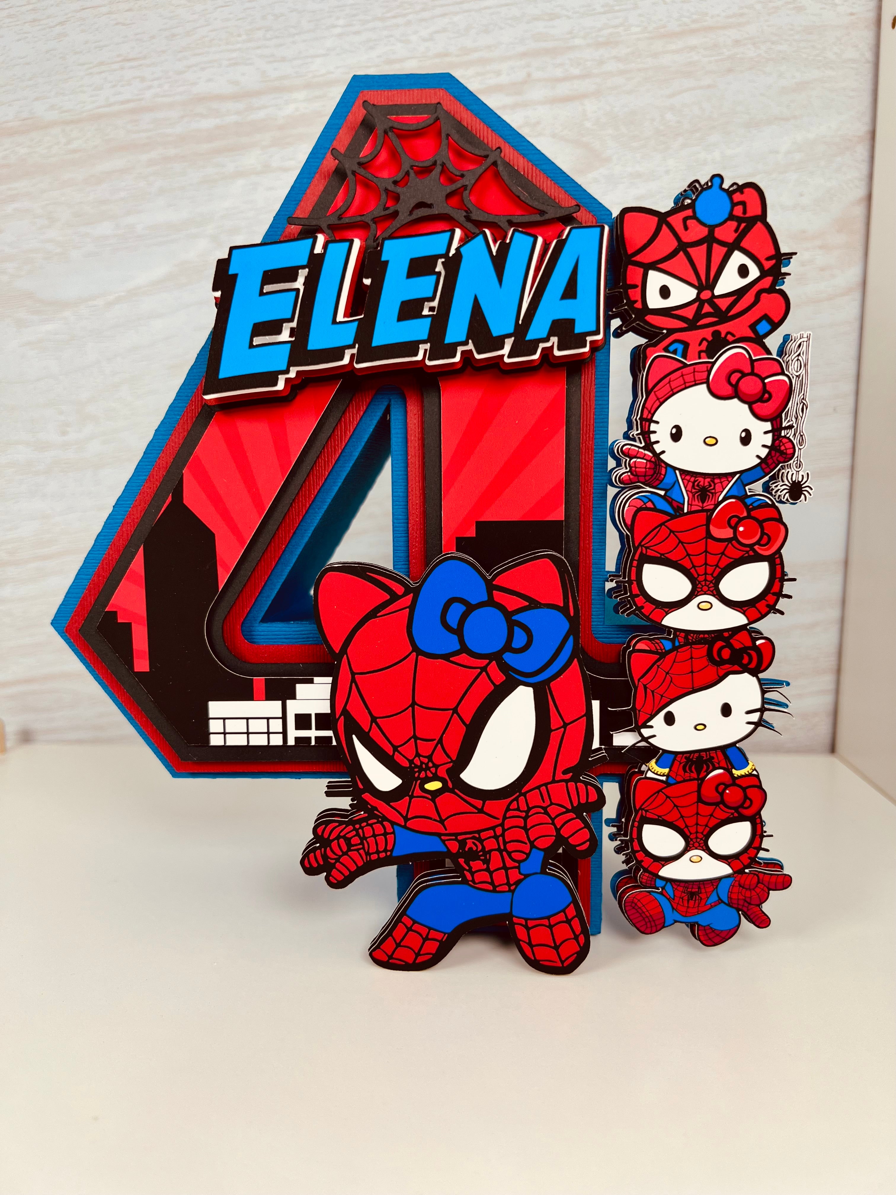 Hello kitty spiderman 3D number