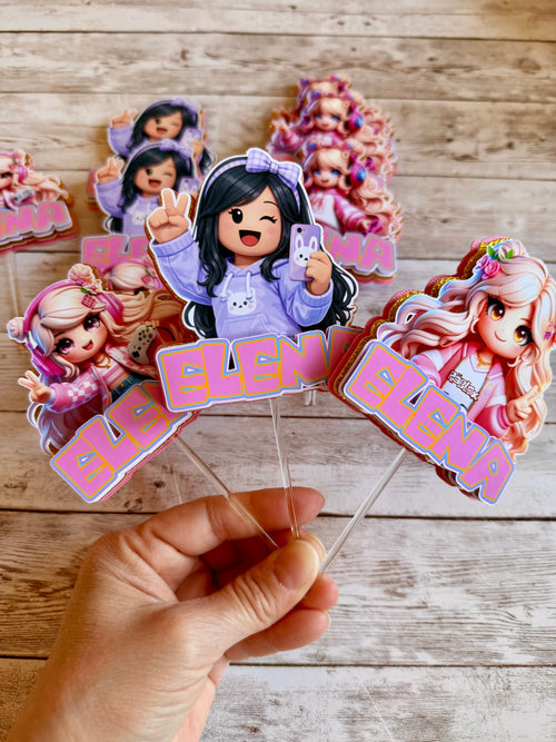 Pink Blox Cupcake Toppers