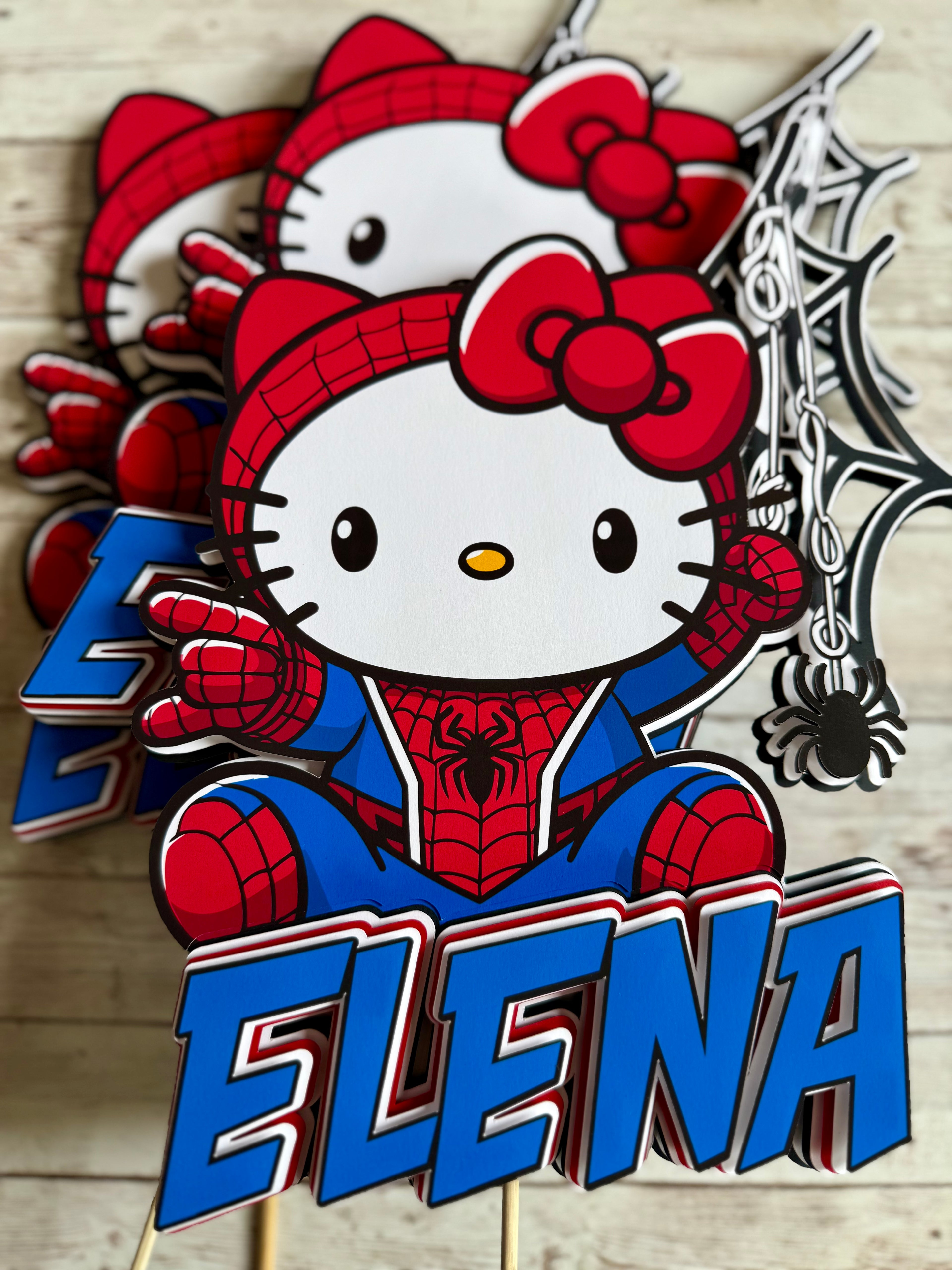 Hello kitty Spiderman centerpieces 