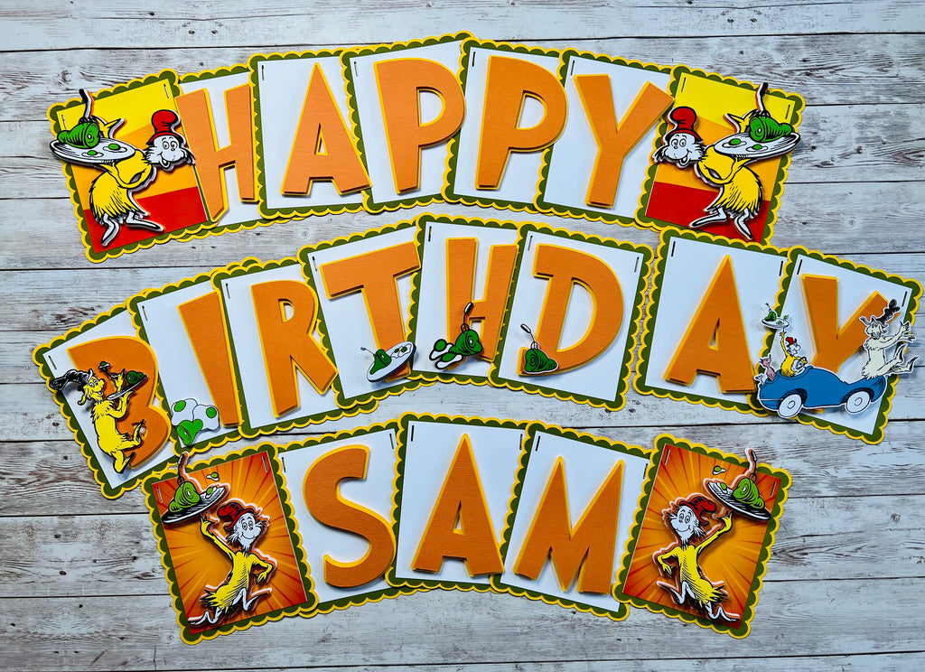 Green eggs and ham birthday banner