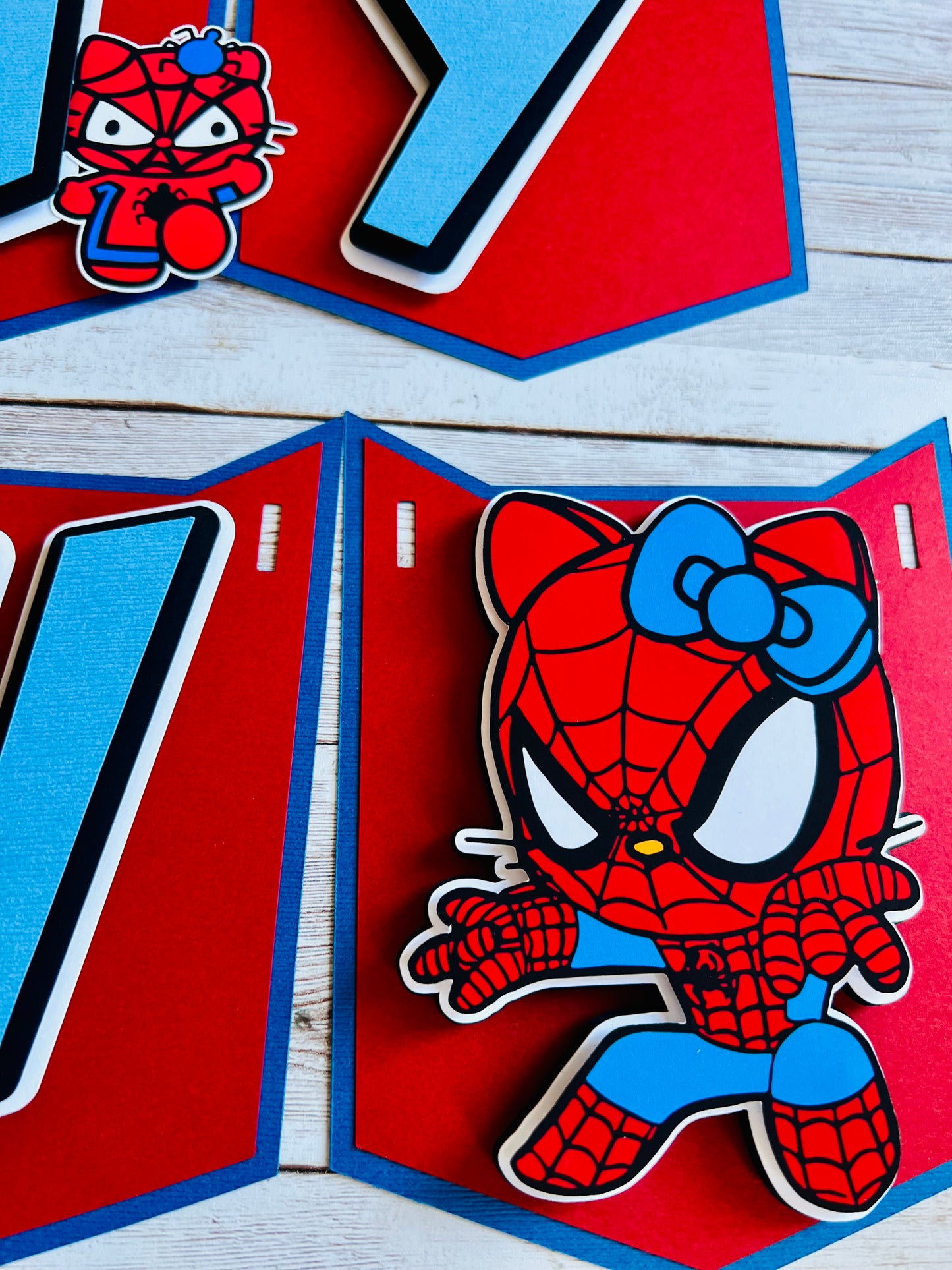 Hello kitty Spiderman birthday banner