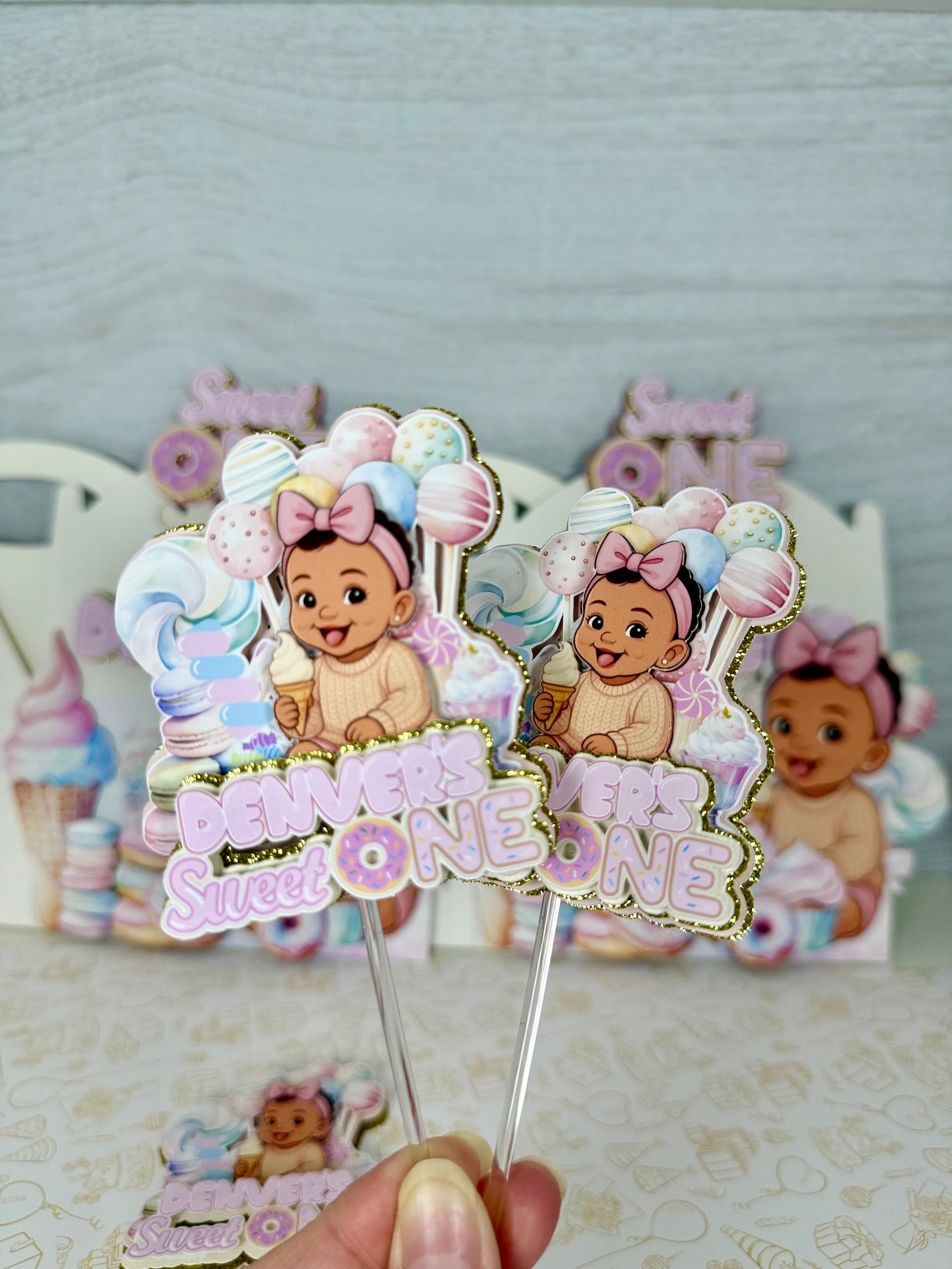 Sweet one cupcake toppers