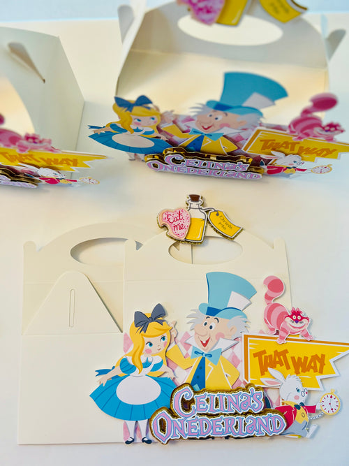 Alice in wonderland mini party treats boxes