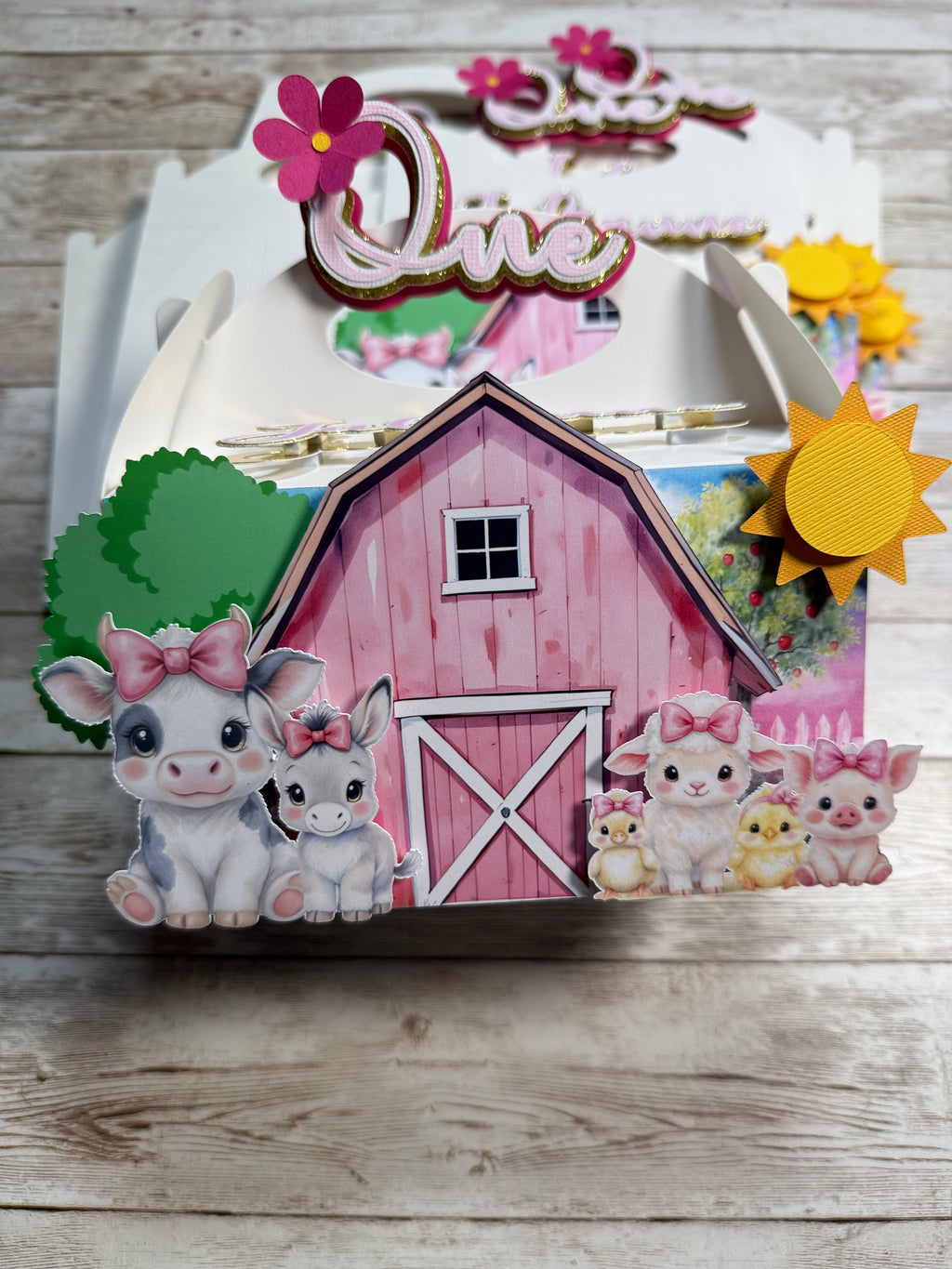 Pink Farm Favor Boxes
