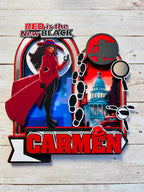 Carmen Sandiego cake topper