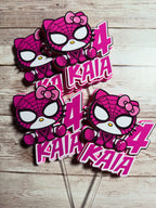 hello kitty spiderman cupcake toppers