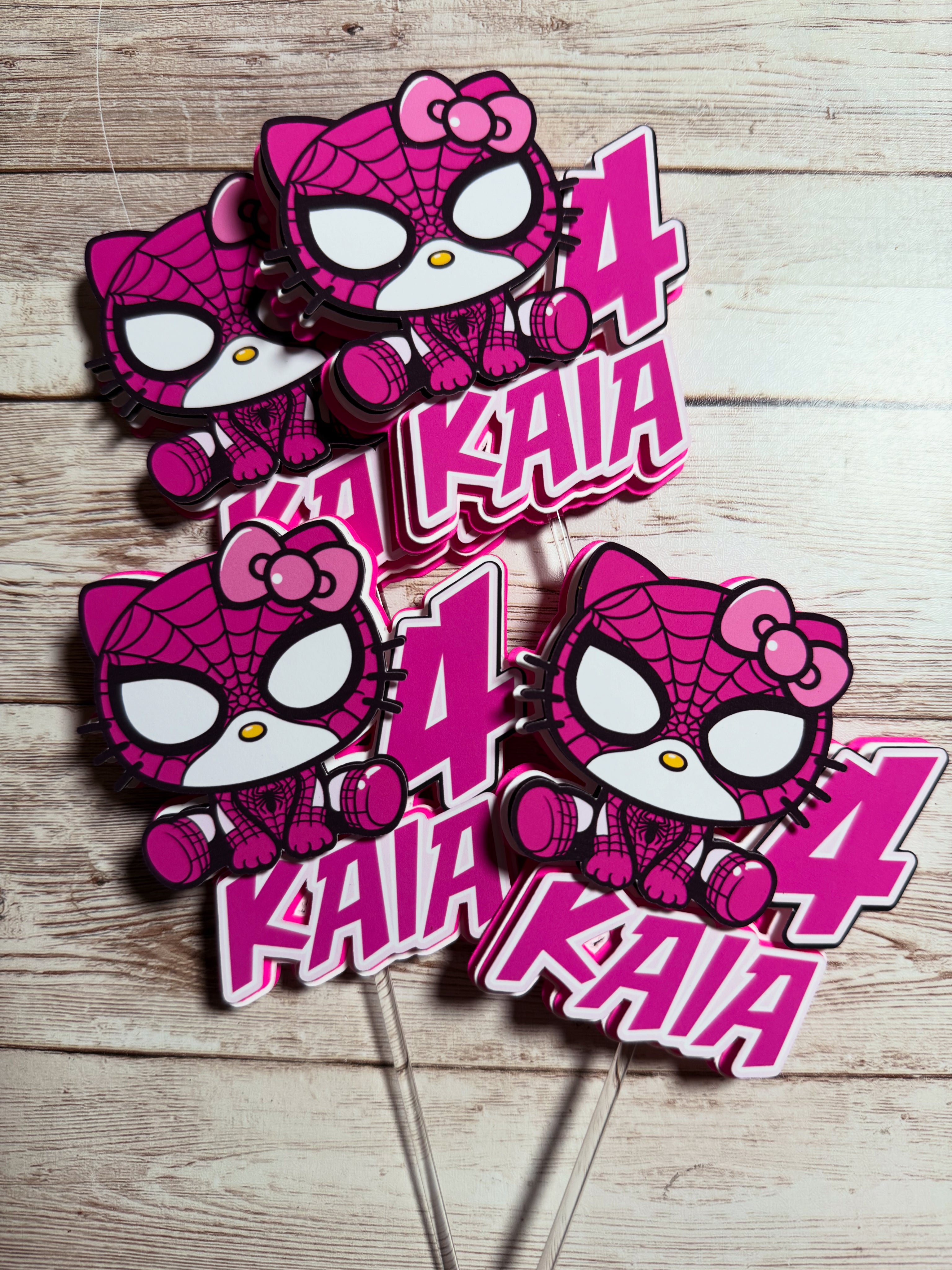 hello kitty spiderman cupcake toppers