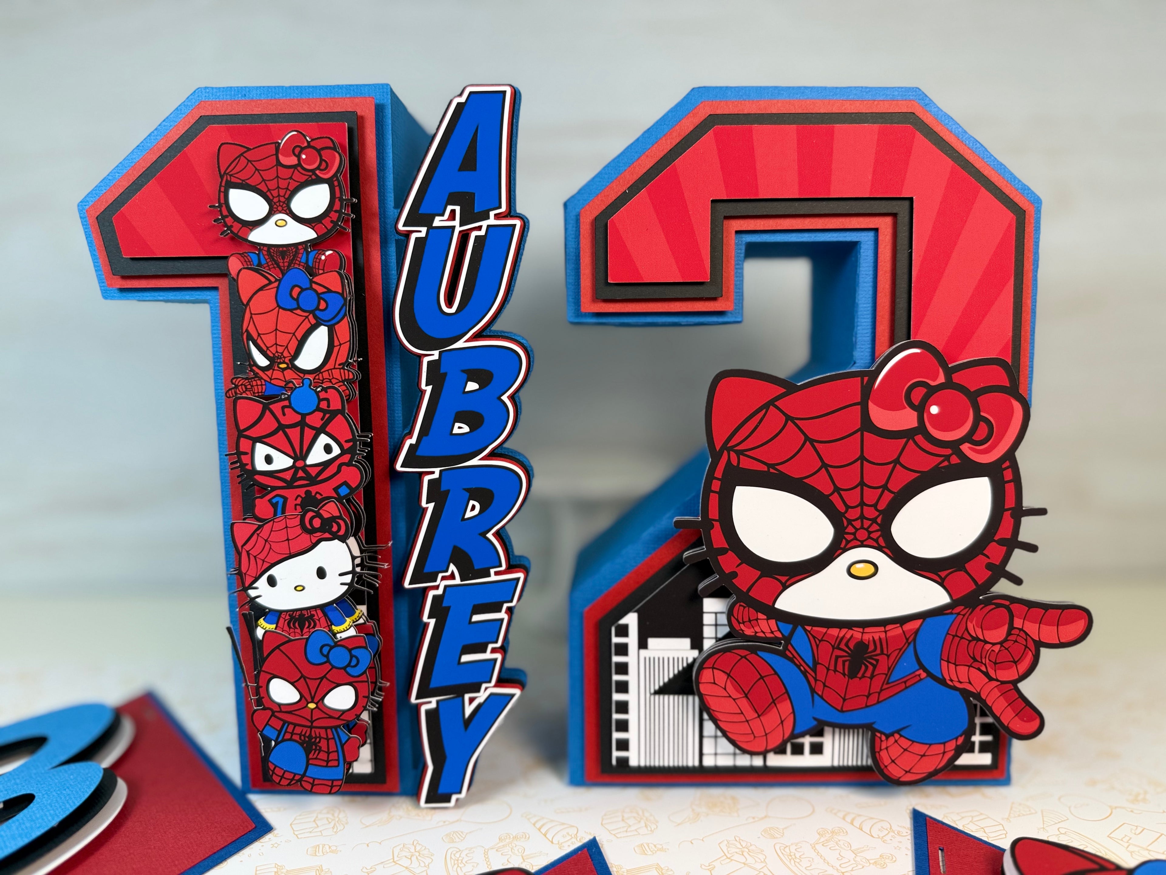 Spiderman X Kitty 3D Number