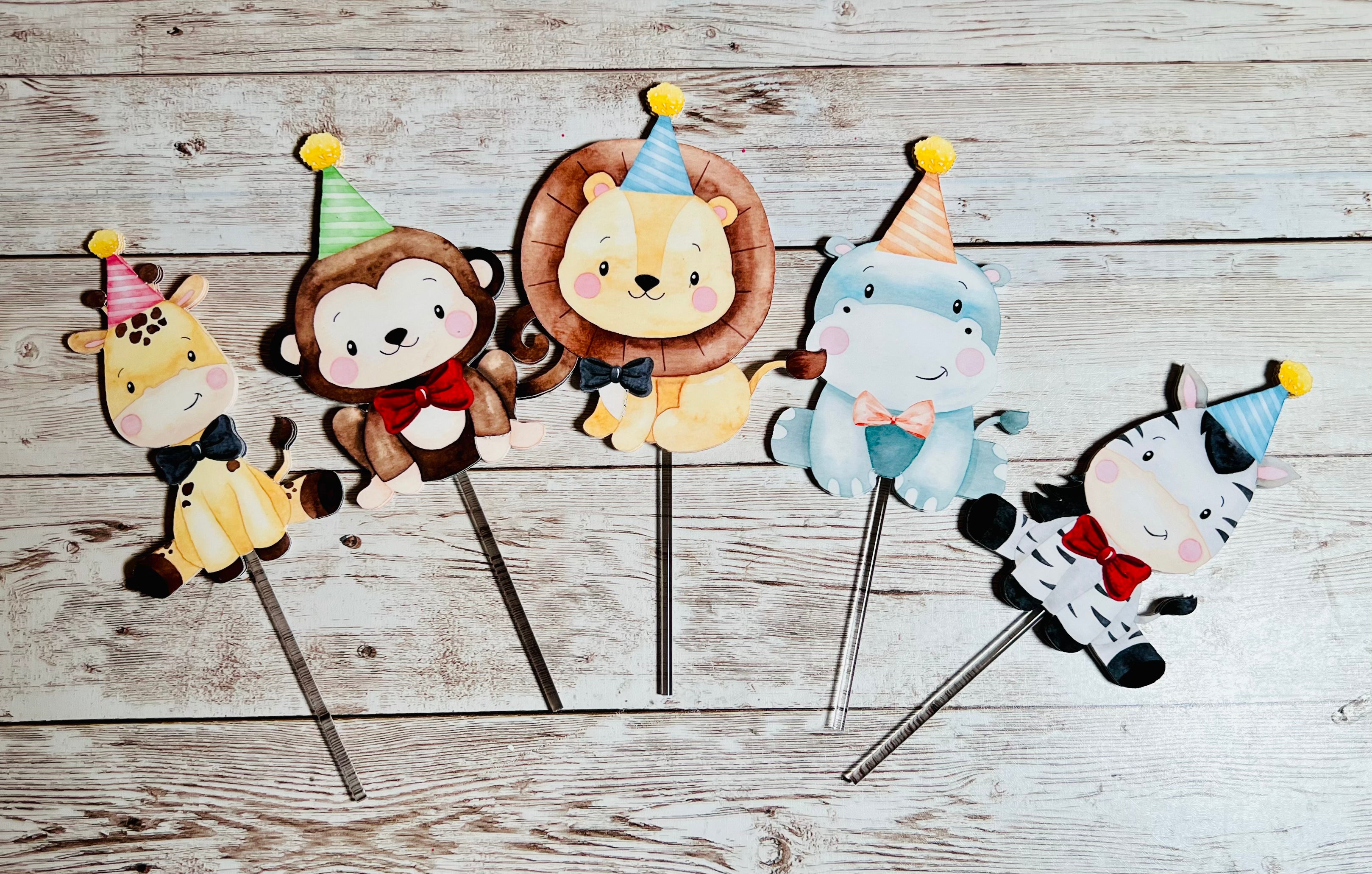 safari animals cupcake topper