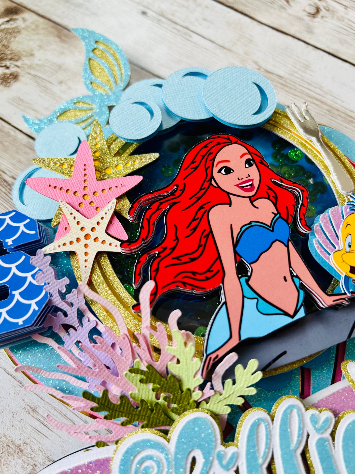 little mermaid personalized cake topper