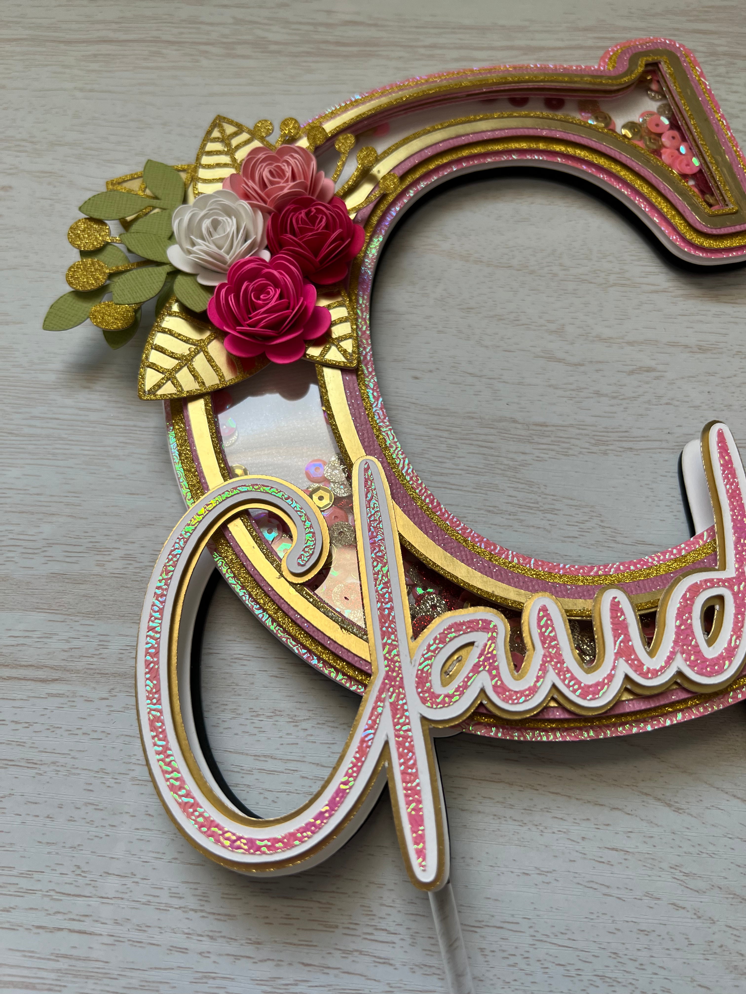 lettwr c shaker cake topper 