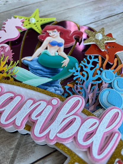 little mermaid personalized cake topper