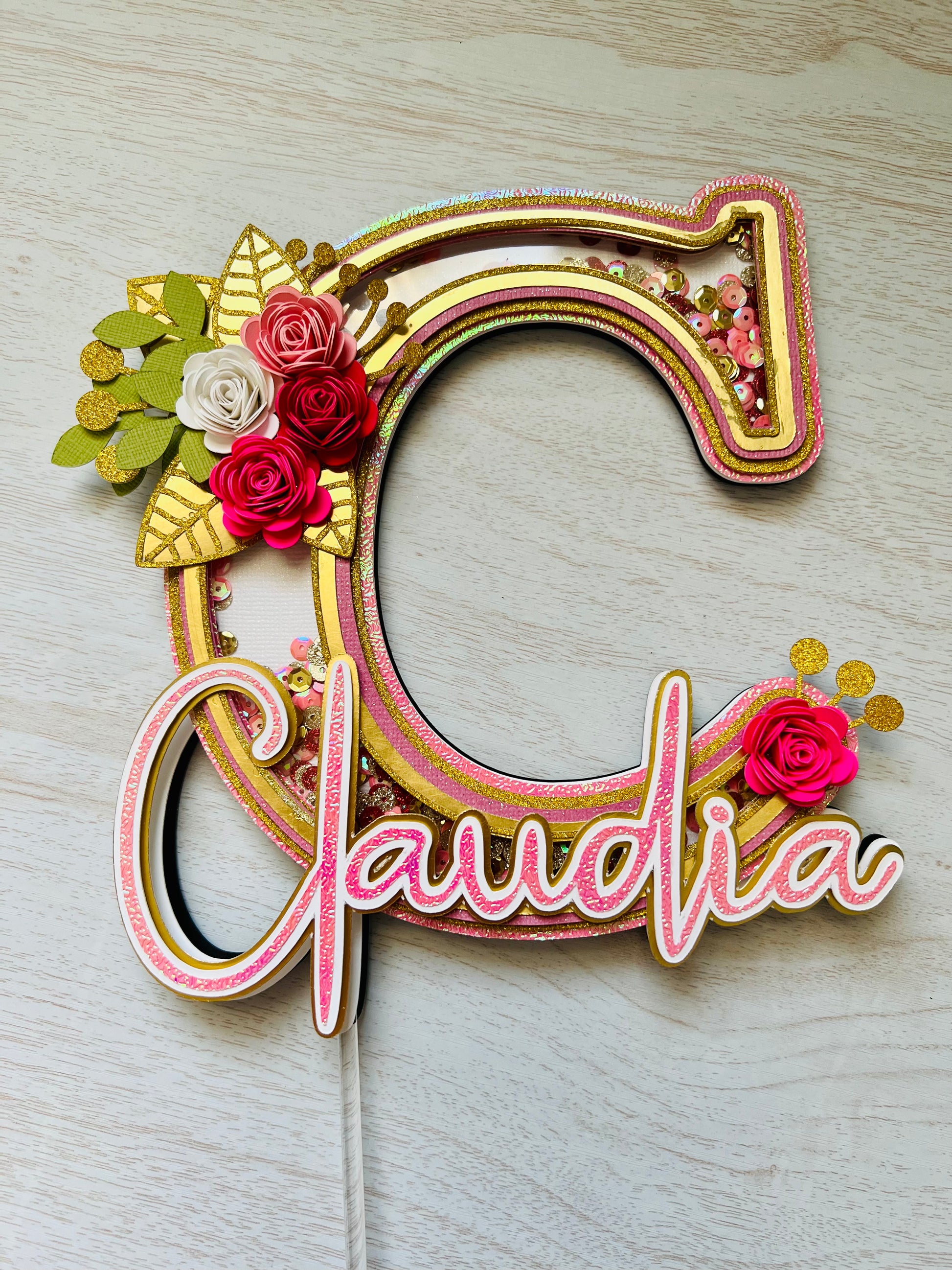 letter c shaker cake topper