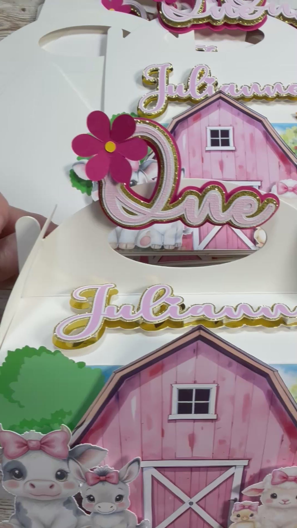 Pink Farm Favor Boxes