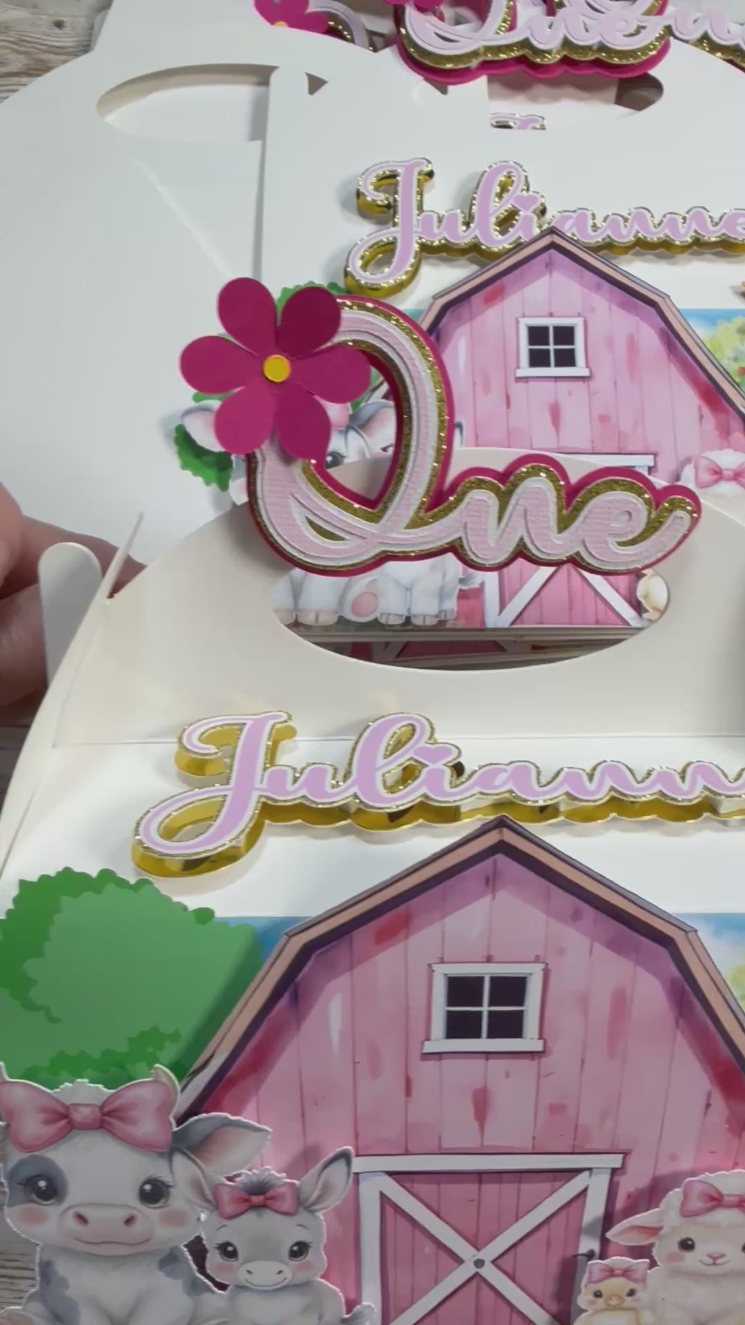 Pink Farm Favor Boxes