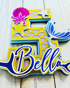 Mermaid Cake Topper, Personalized Cake Topper,