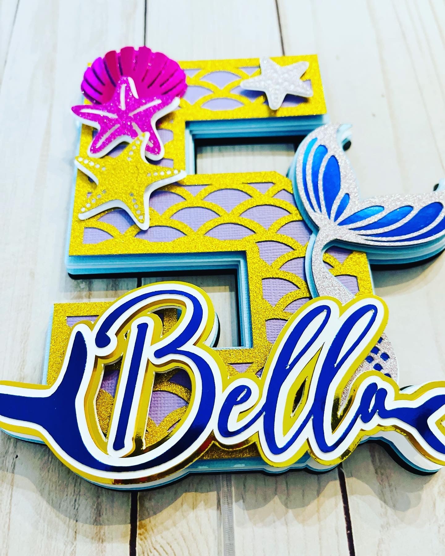 Mermaid Cake Topper, Personalized Cake Topper,