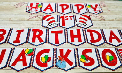 Dr Seuss cat in the hat birthday banner