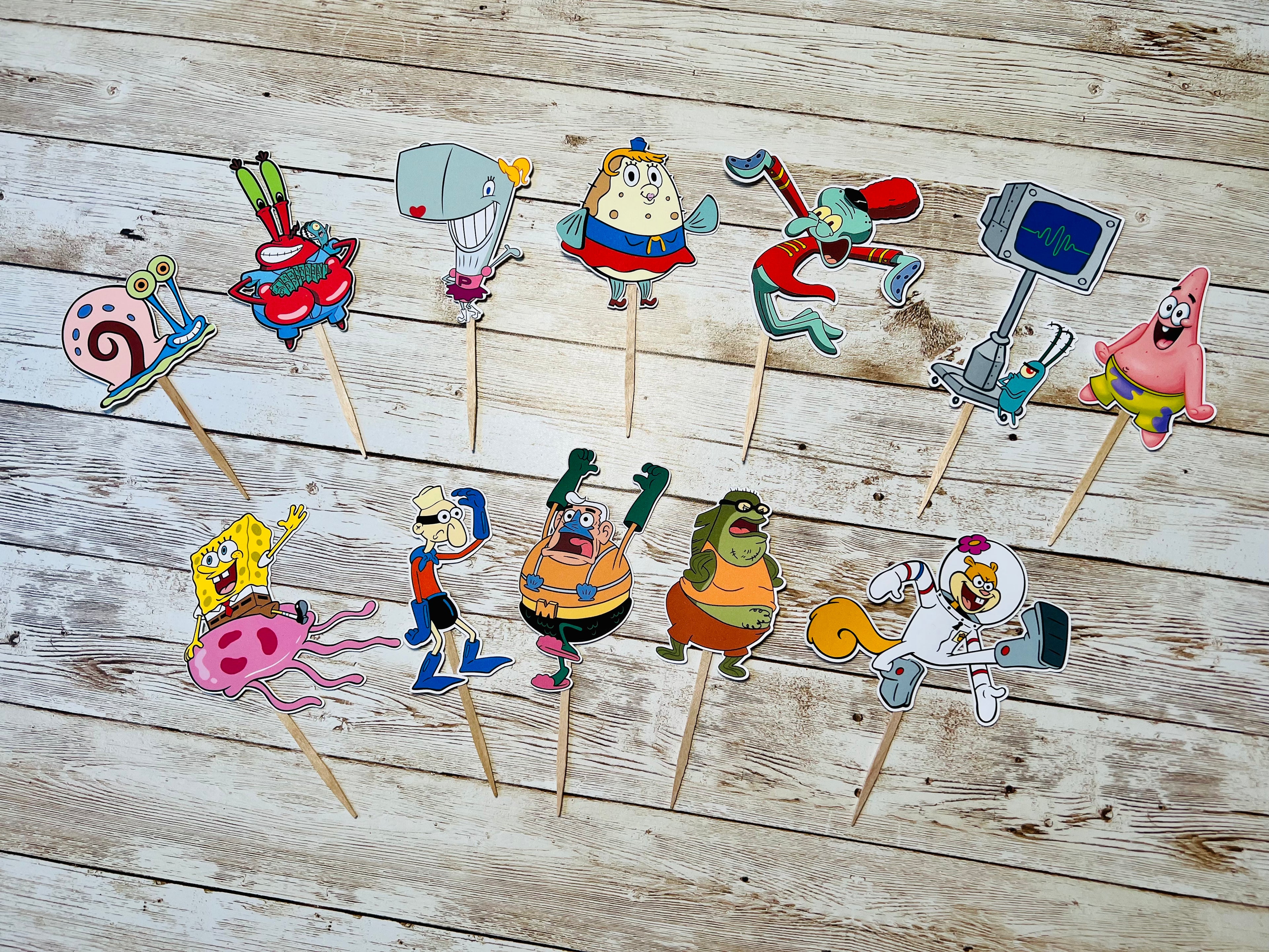 Spongebob And Friends cupcake toppers