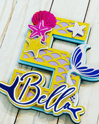 Mermaid Cake Topper, Personalized Cake Topper,