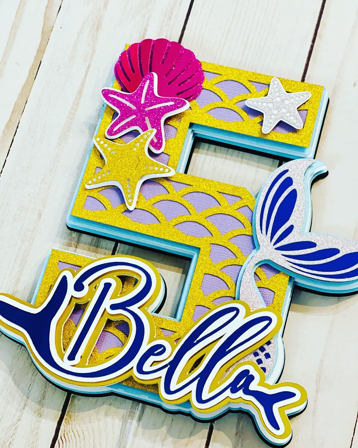 Mermaid Cake Topper, Personalized Cake Topper,