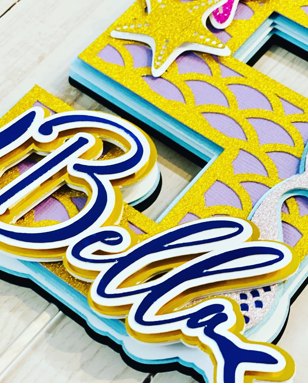 Mermaid Cake Topper, Personalized Cake Topper,